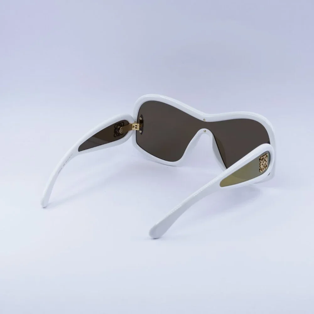 Loewe LW40131I 25G Sunglasses White Shield Frame, Brown Gold Mirror Lenses